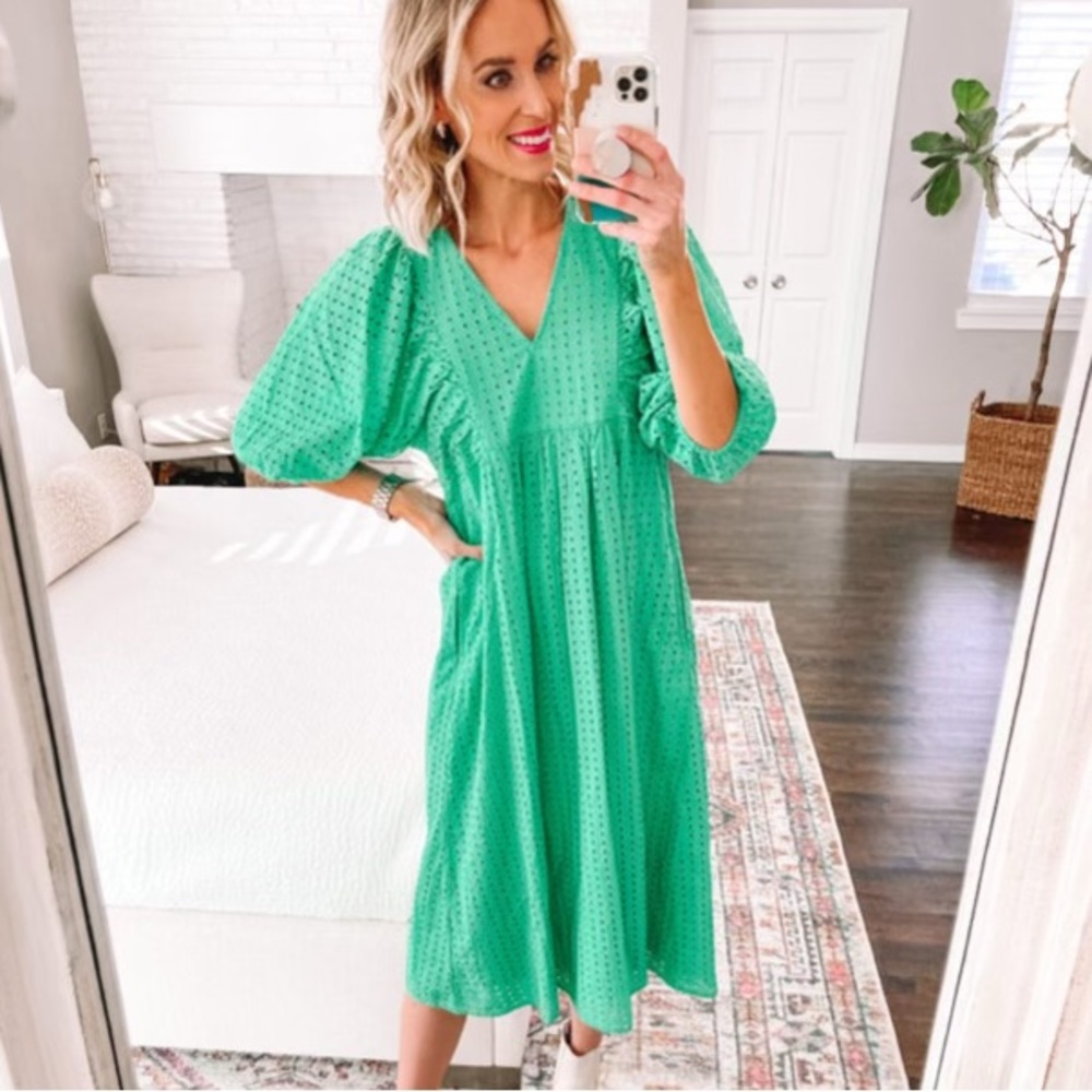 a new day green eyelet dress